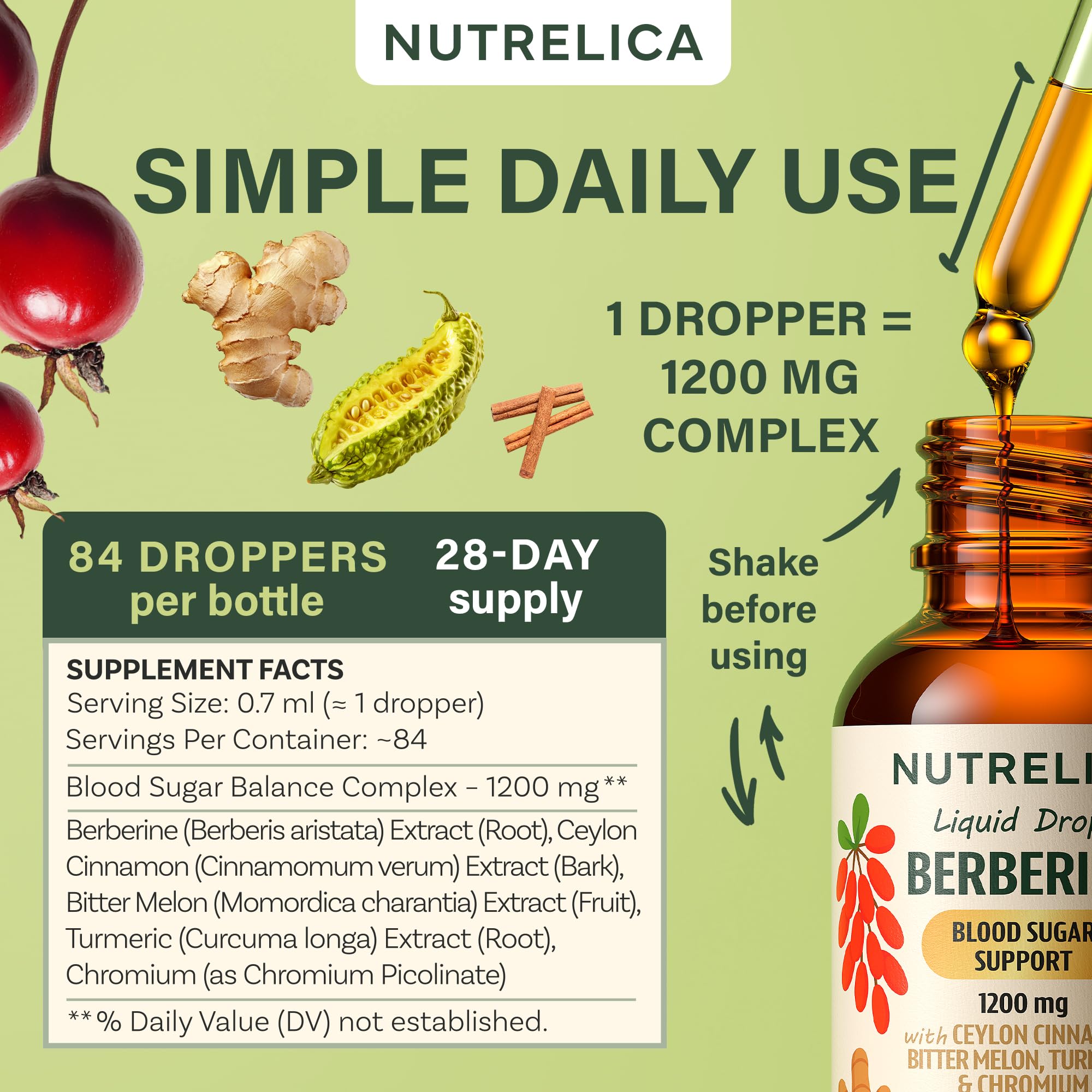 NUTRELICA Gotas sin alcohol: fórmula limpia para absorción eficiente.