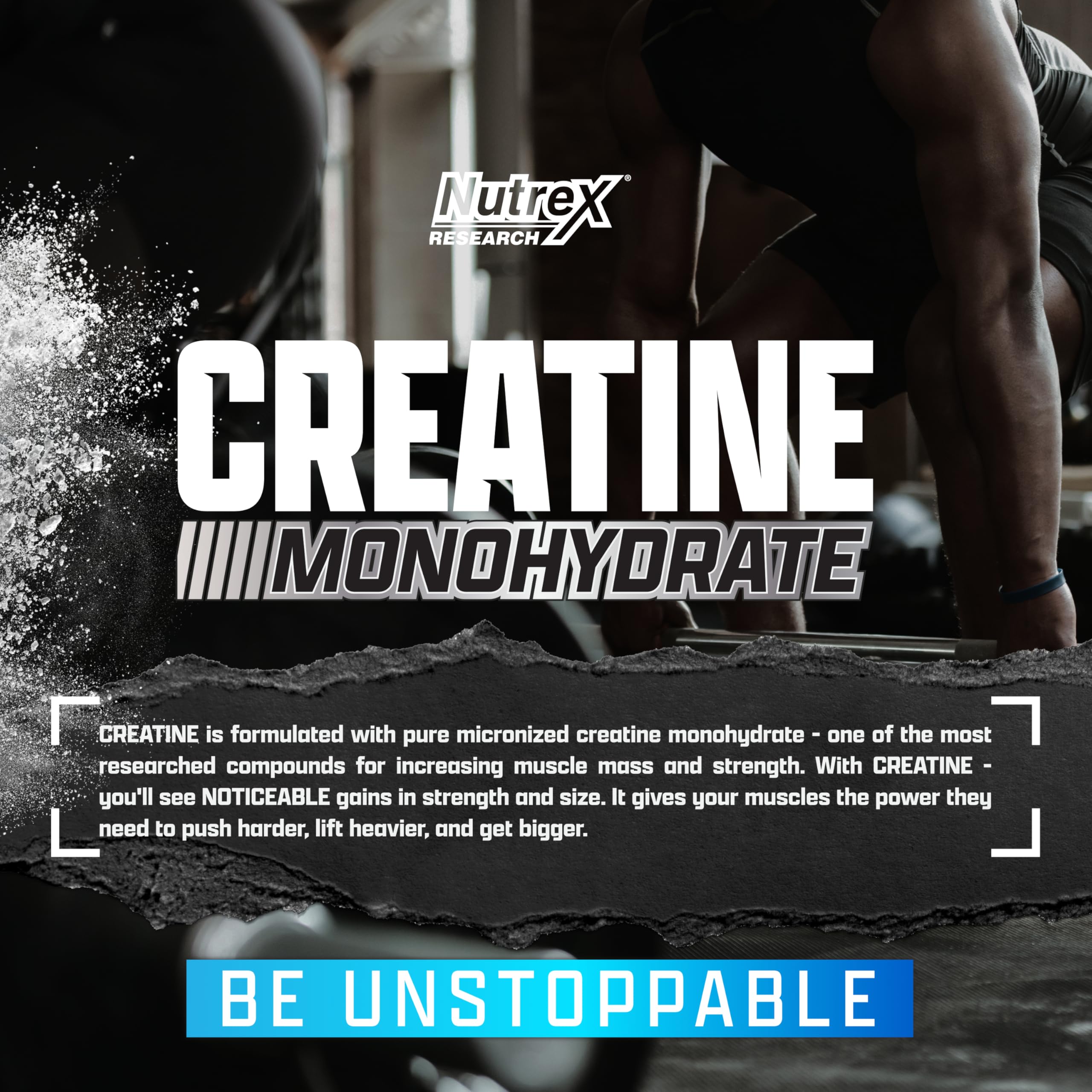 Nutrex Research Creatina Monohidratada, polvo micronizado de alta pureza para atletas
