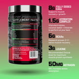Nutrex Research EAA Hydration, etiqueta detallada con información de aminoácidos y electrolitos.