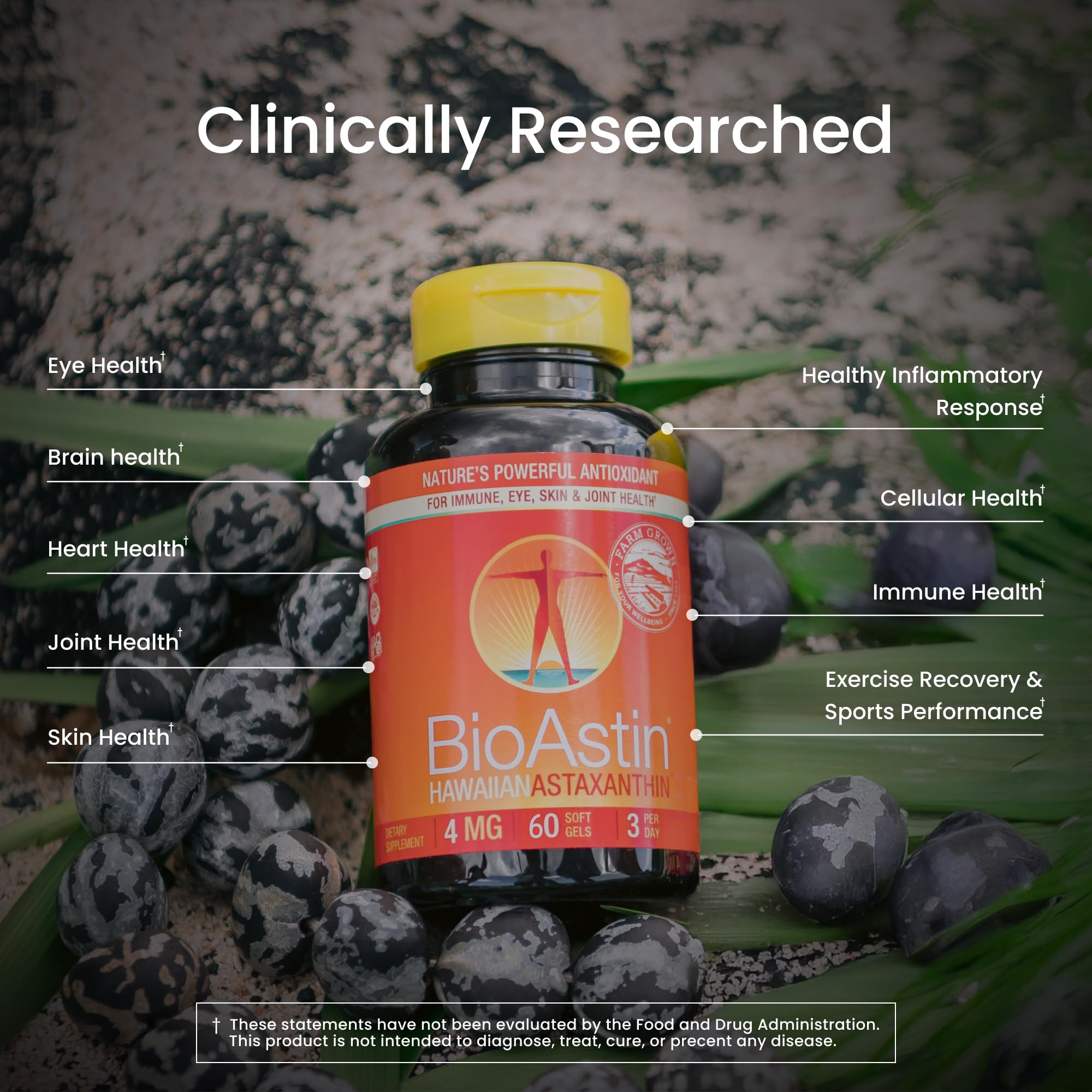 Etiqueta frontal de BioAstin mostrando información clave del producto