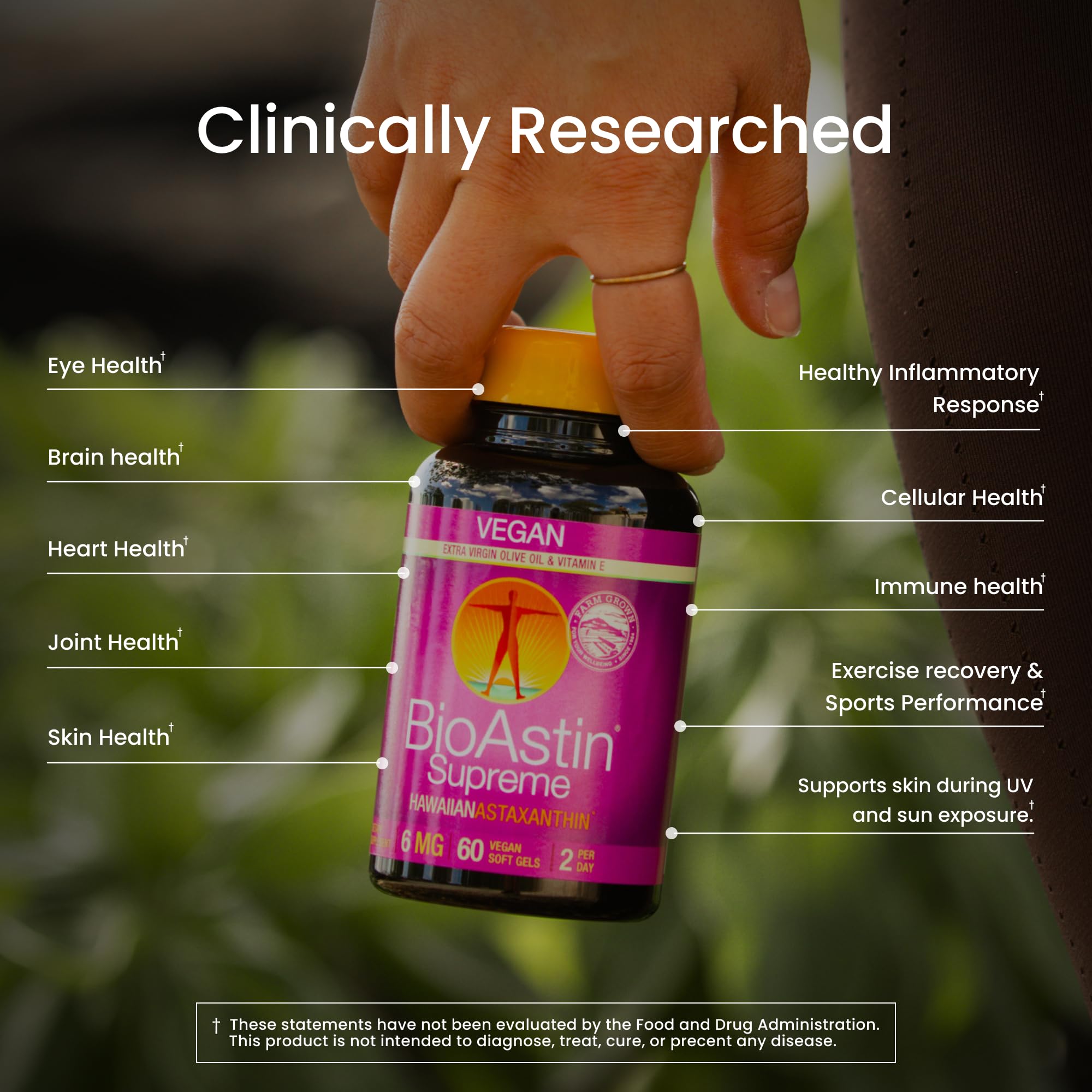 Etiqueta de BioAstin Supreme con detalle de calidad y procedencia