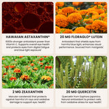 Detalle de BioAstin, luteína y zeaxantina para la visión saludable.