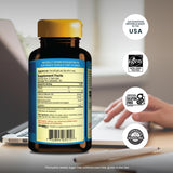 Etiqueta frontal de EyeAstin con marca Nutrex Hawaii y resumen de beneficios para la vista.