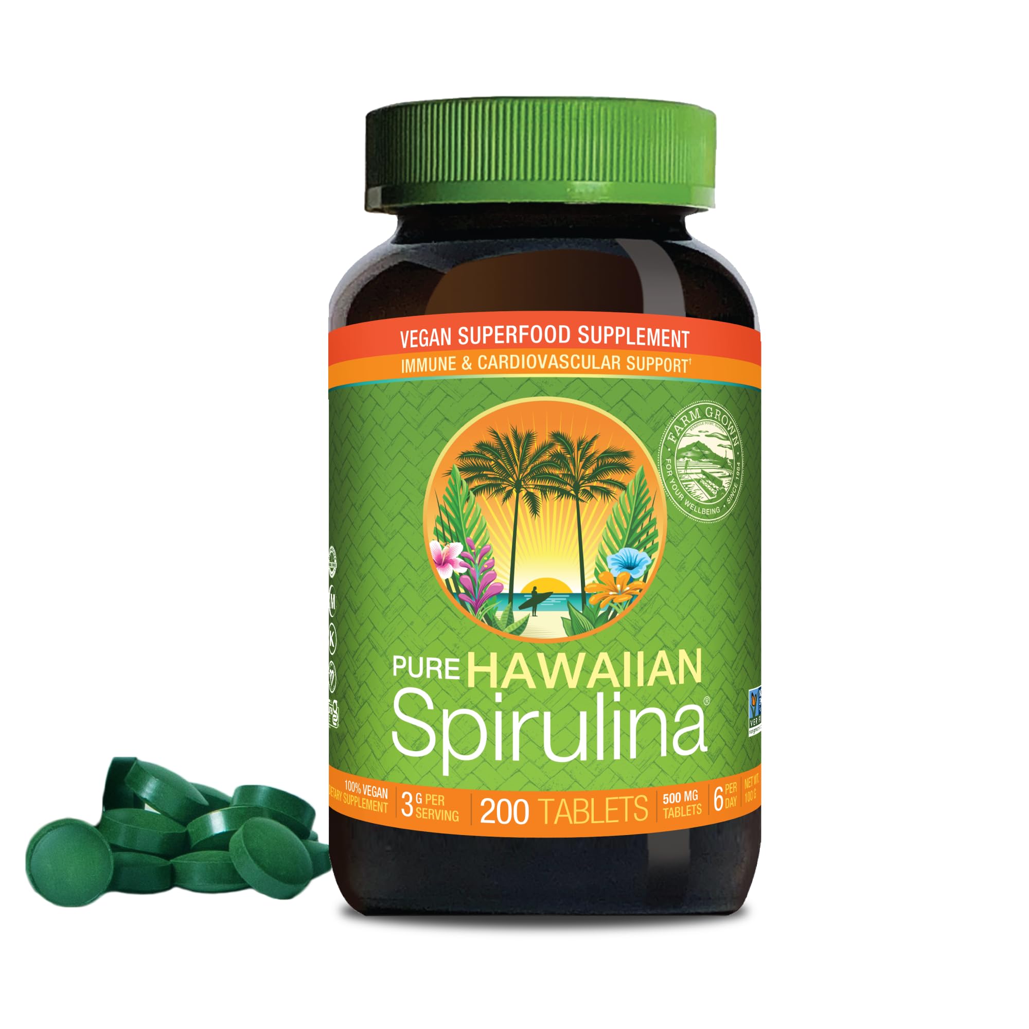 Nutrex Hawaii Spirulina, tabletas de 500 mg, fuente de proteína vegetal para la dieta diaria.