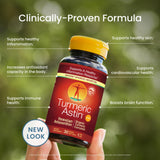 Nutrex Hawaii TurmericAstin, etiqueta de ingredientes con BioAstin y BioPerine para absorción mejorada.