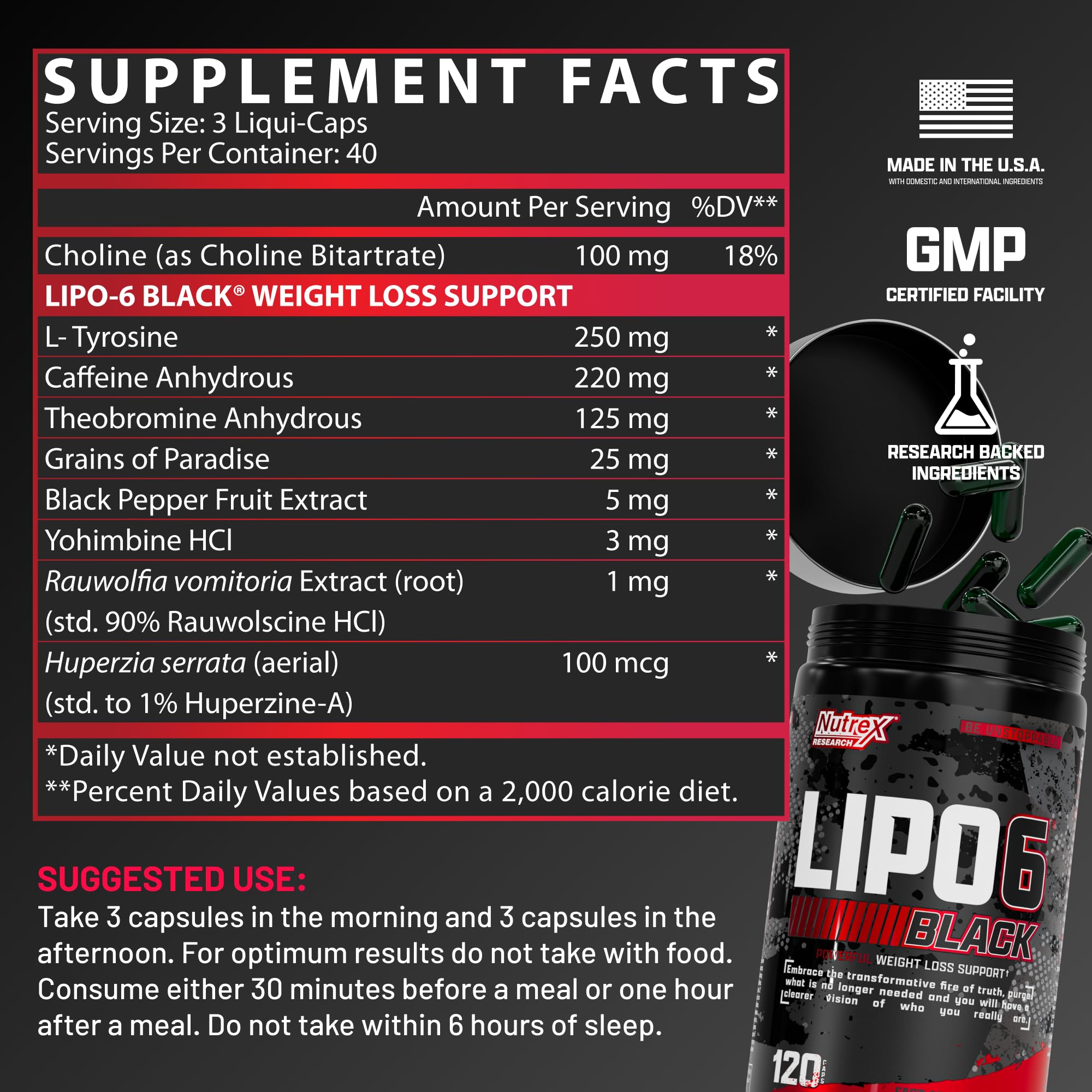 Nutrex Lipo-6 Black Max ideal para sesiones de entrenamiento y definición