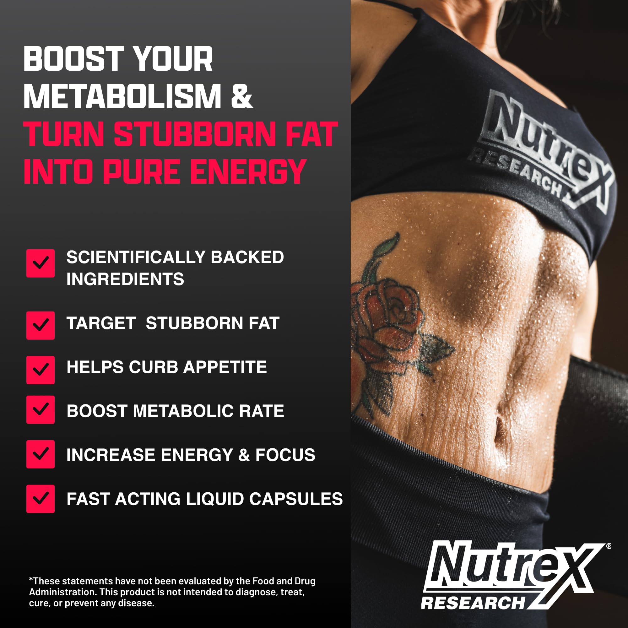Etiqueta de Nutrex Lipo-6 Black Max con enfoque en potencia y claridad