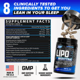 Nutrex Lipo 6 Nighttime cápsulas en primer plano para toma nocturna.