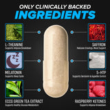 Nutrex Lipo 6 Nighttime etiqueta destacando ingredientes clave.