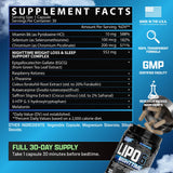 Nutrex Lipo 6 Nighttime cápsulas sin cafeína para noche tranquila.
