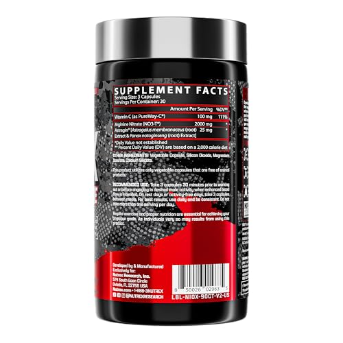 Etiqueta Nutrex NIOX Extreme Pumps destaca ingredientes clave y NO3-T.