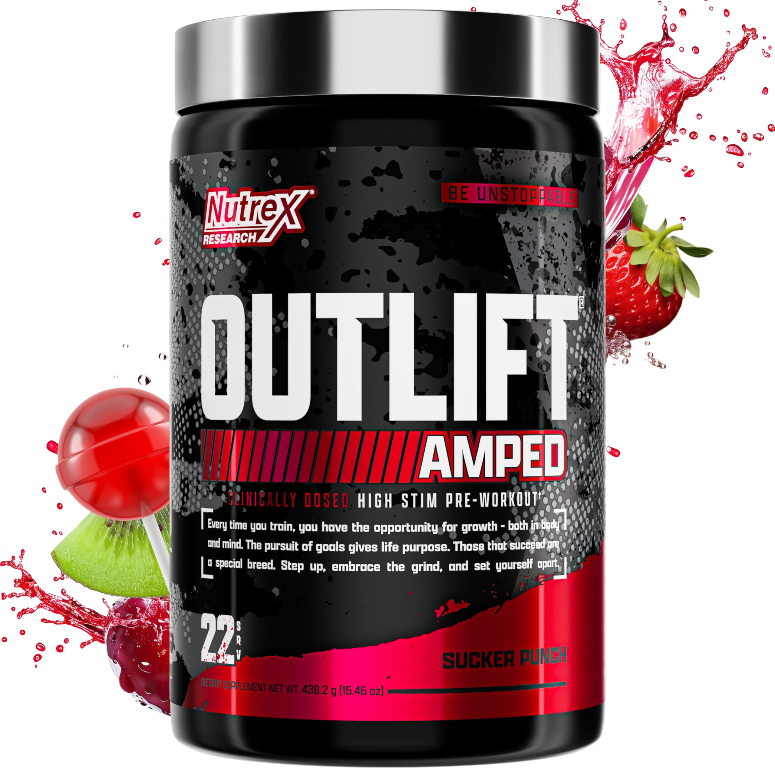 Nutrex OUTLIFT Amped: energía intensa y foco para entrenamientos exigentes.