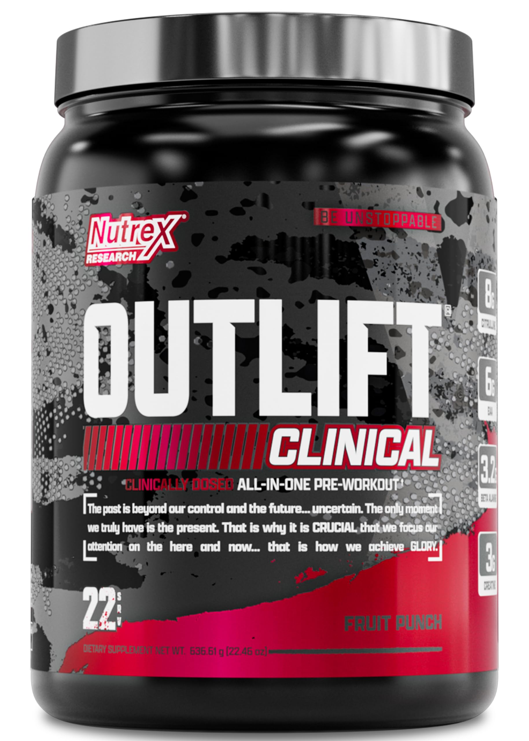 Nutrex Outlift: bote con sabor Fruta Punch para enfoque y energía durante entrenamientos.