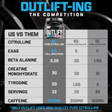 Etiqueta del frasco Outlift destacando nutrientes clave.
