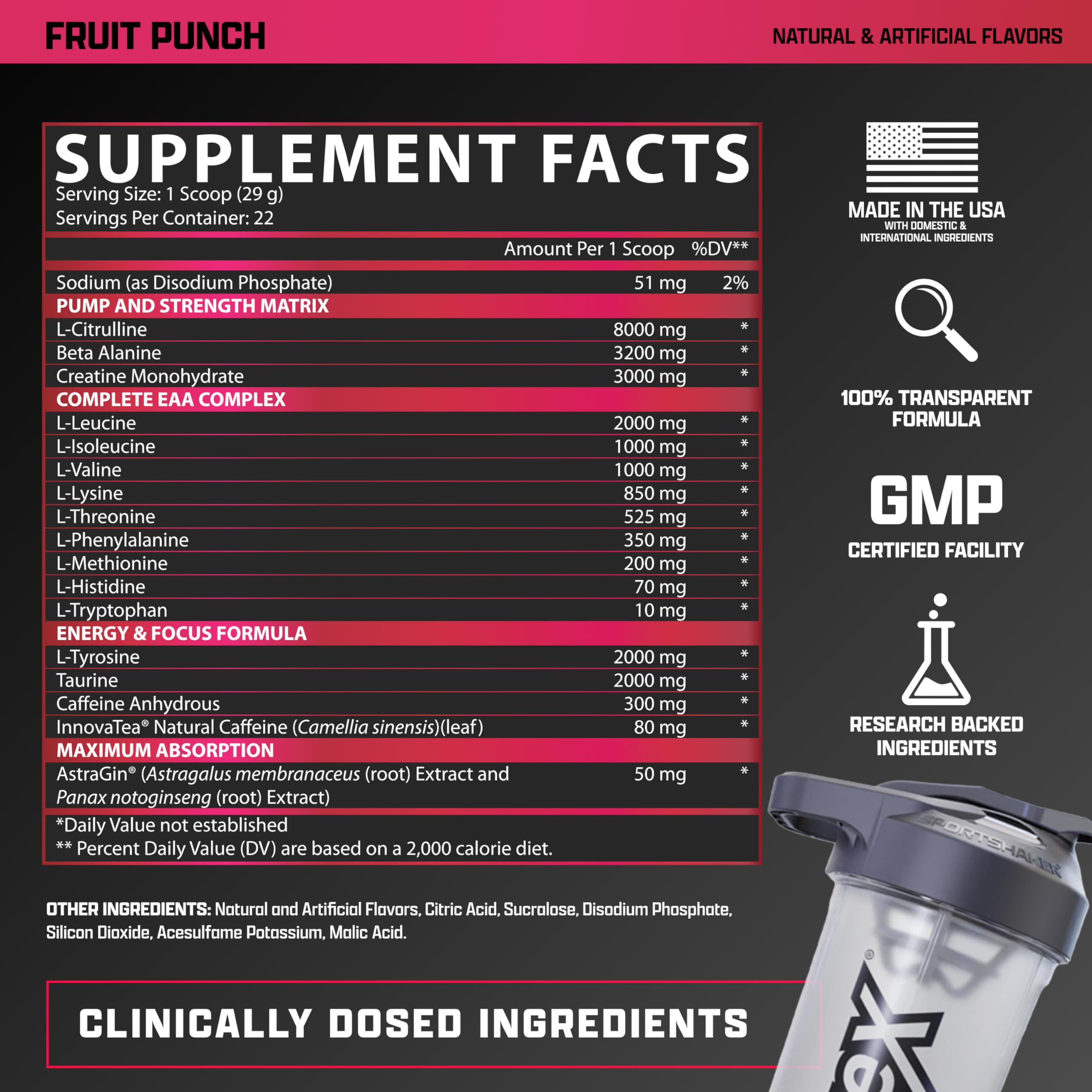 Nutrex Outlift: etiqueta de ingredientes clara para transparencia y confianza.