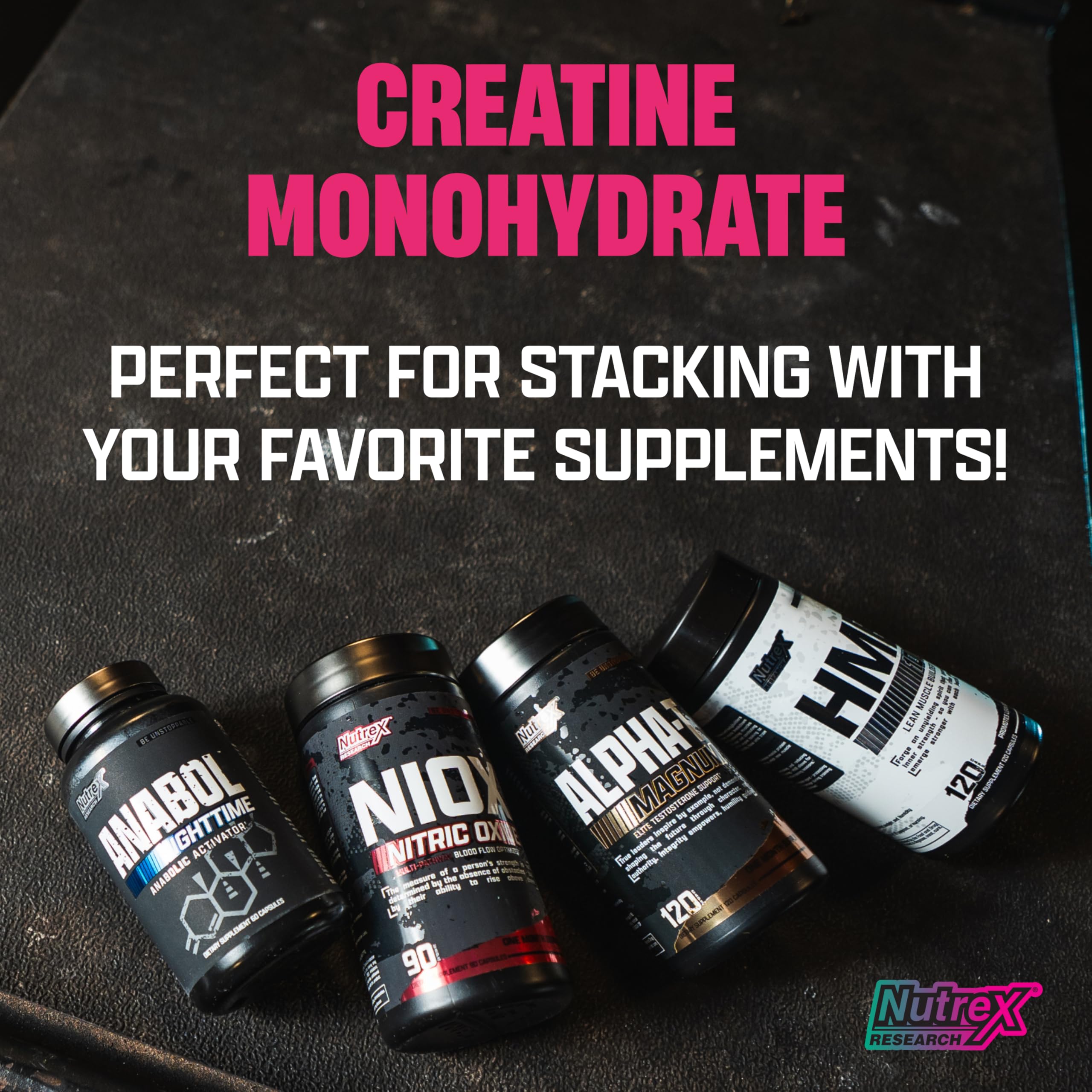 Nutrex Research creatina, 60 porciones, dosis constante para resultados consistentes.