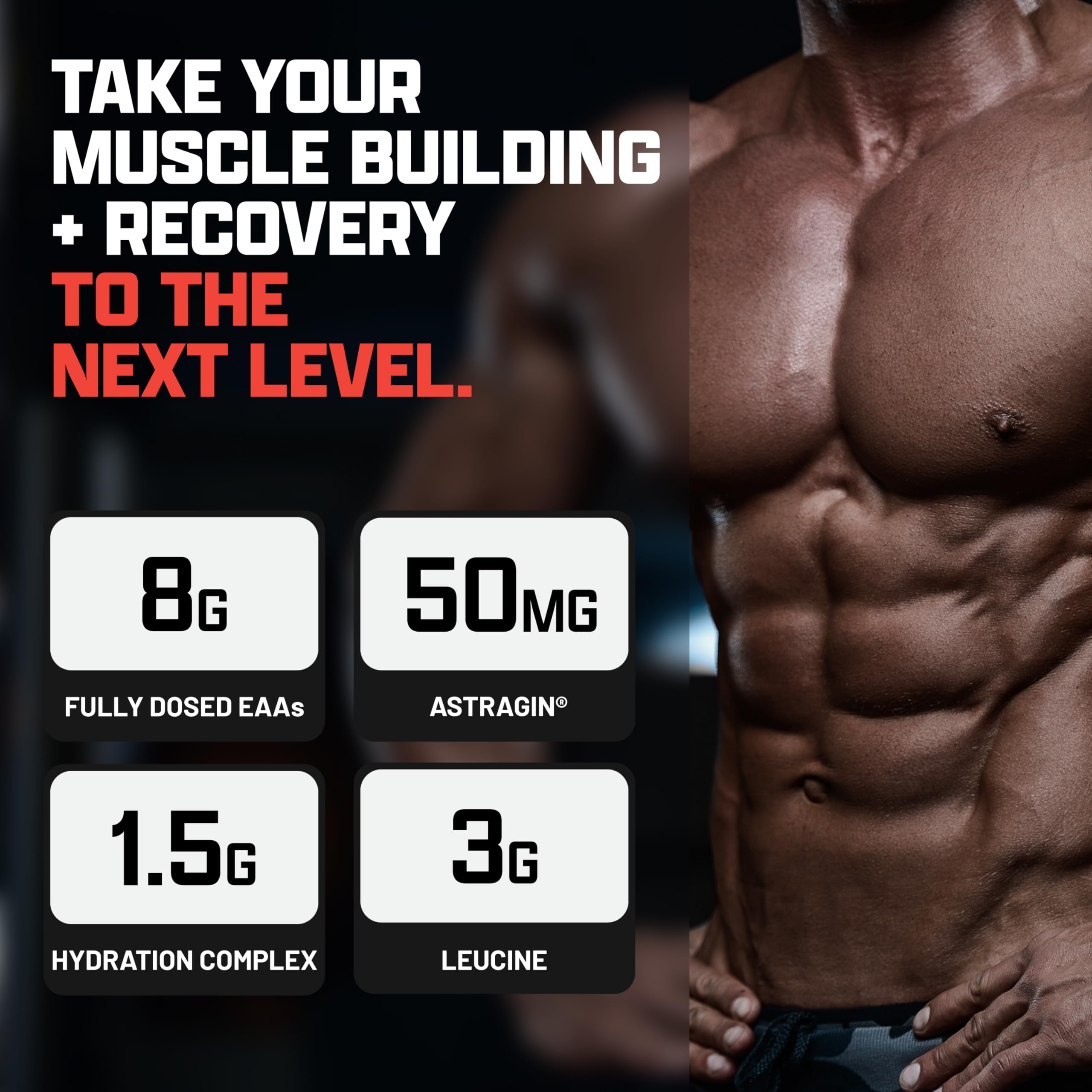 Nutrex EAA Hydration, etiqueta detalle, información clara del producto.