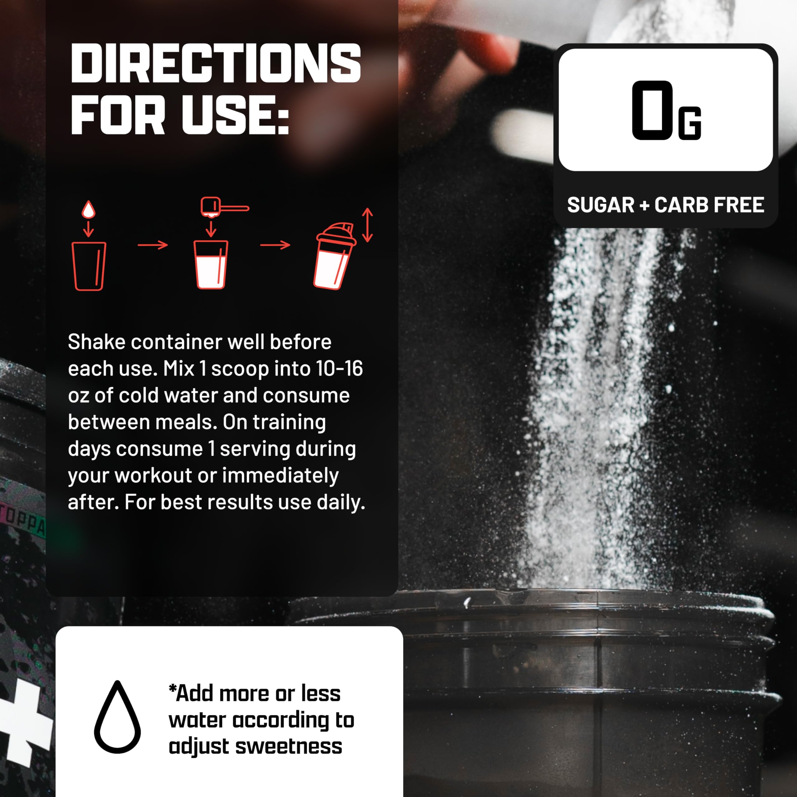 Nutrex EAA Hydration, mezcla en agua, sabor refrescante de naranja sanguina.