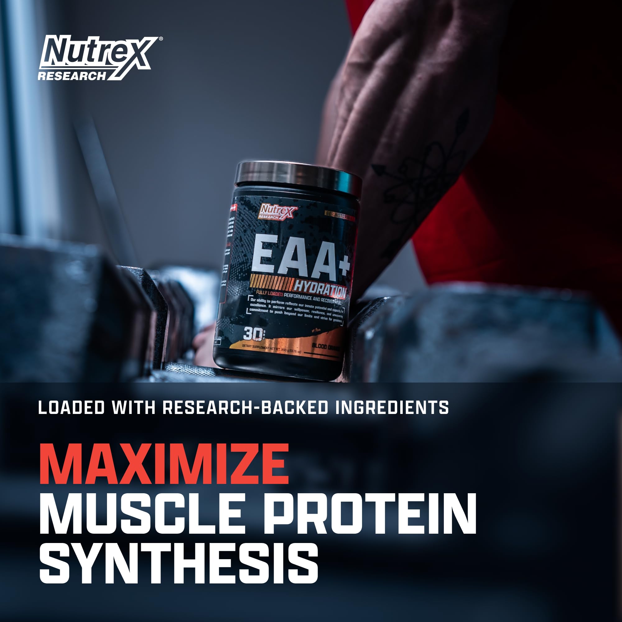 Nutrex EAA Hydration, vaso deportivo, bebida refrescante durante la sesión.