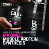 Etiqueta de Nutrex Research EAA Hydration muestra el perfil de aminoácidos y sabor