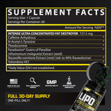 Nutrex Research Lipo6 Black Intense, mano sosteniendo cápsulas para consumo diario