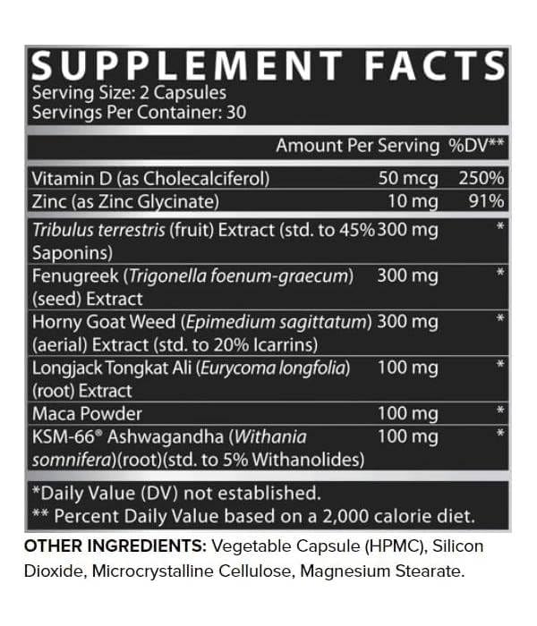Nutrex Research T-UP, etiqueta detallada, ingredientes para energía y vitalidad.