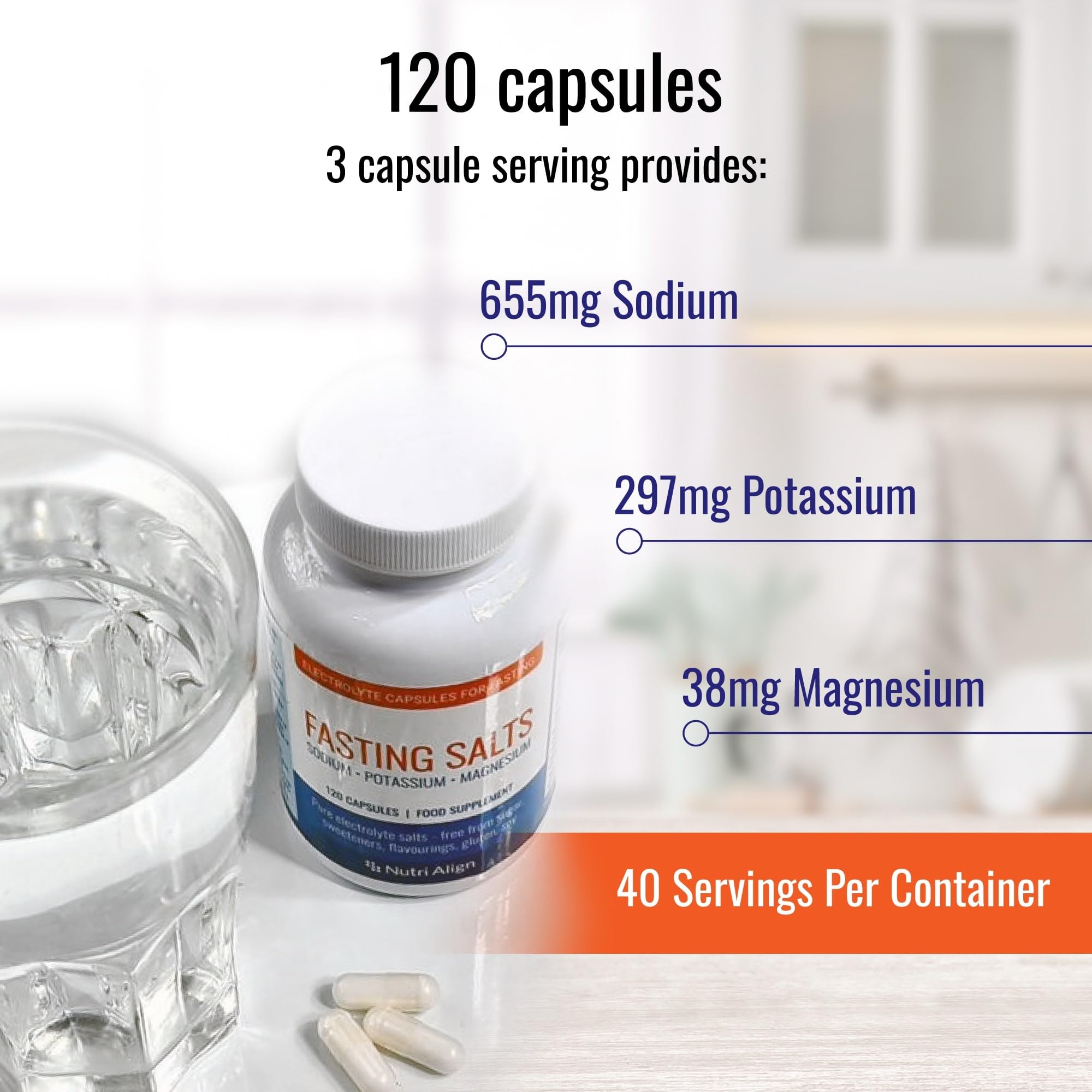 Nutri-Align Fasting Salts dosis diarias: pautas para ayuno prolongado e intermitente.