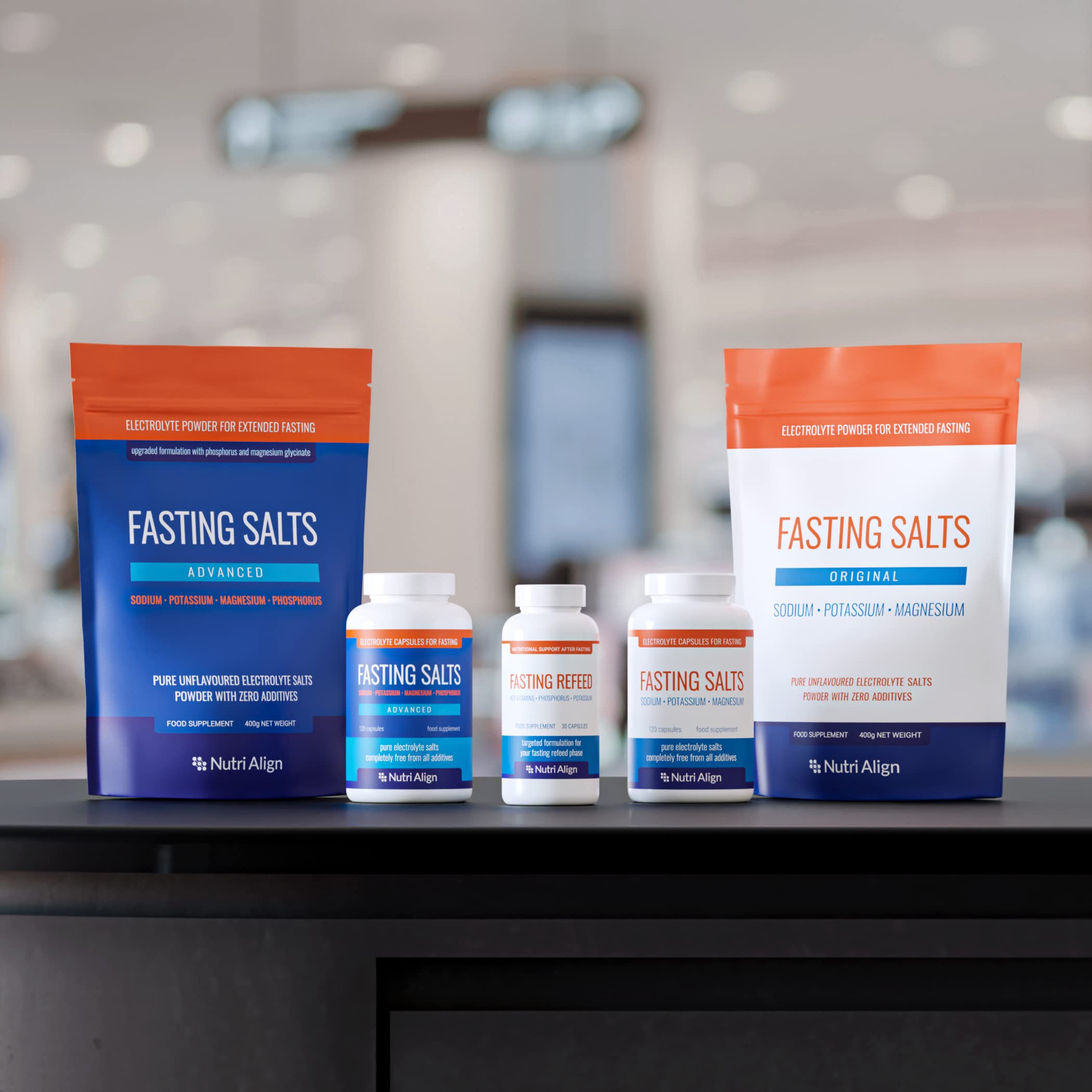 Nutri-Align Fasting Salts uso práctico: cápsulas fáciles de tragar para ayunos.