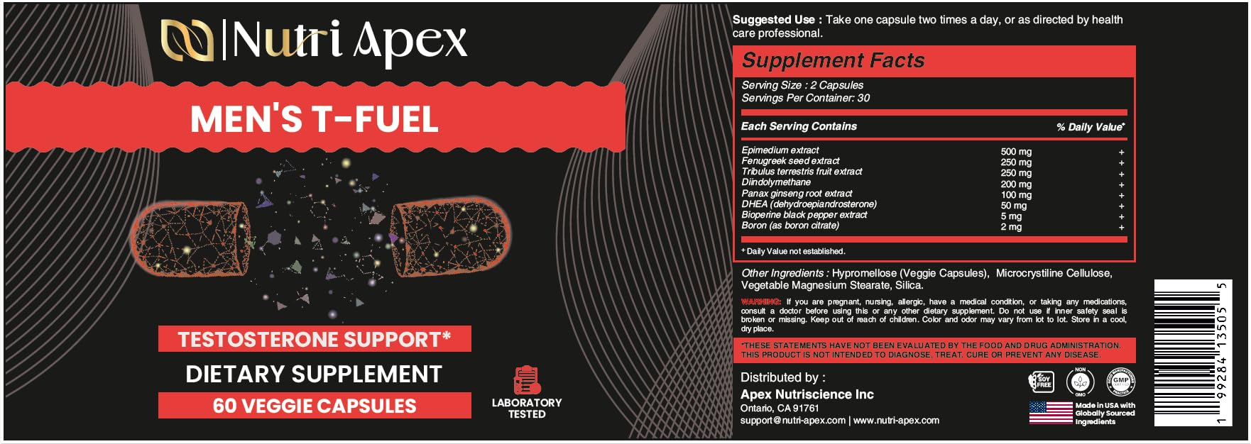 Nutri Apex T-Fuel sin GMO y elaborado en EE.UU