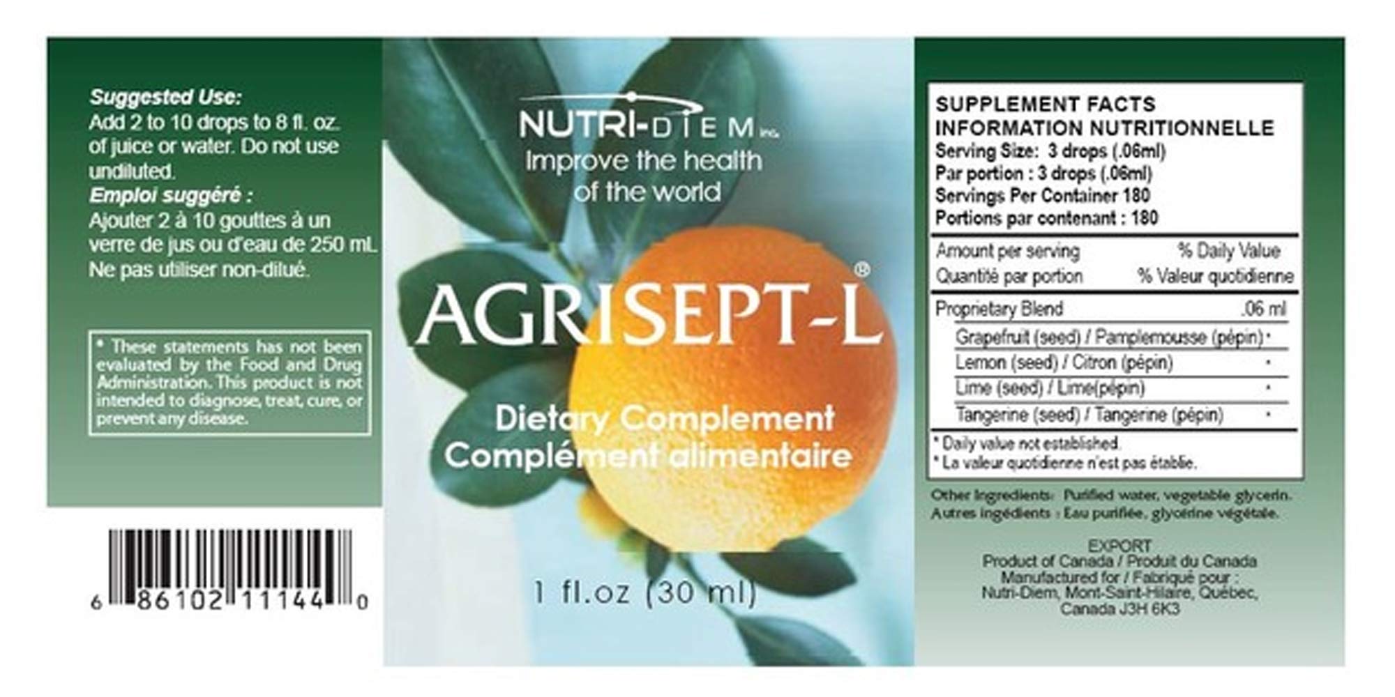 Nutri-Diem Agrisept L Antioxidante, envase compacto, ideal para viajar.