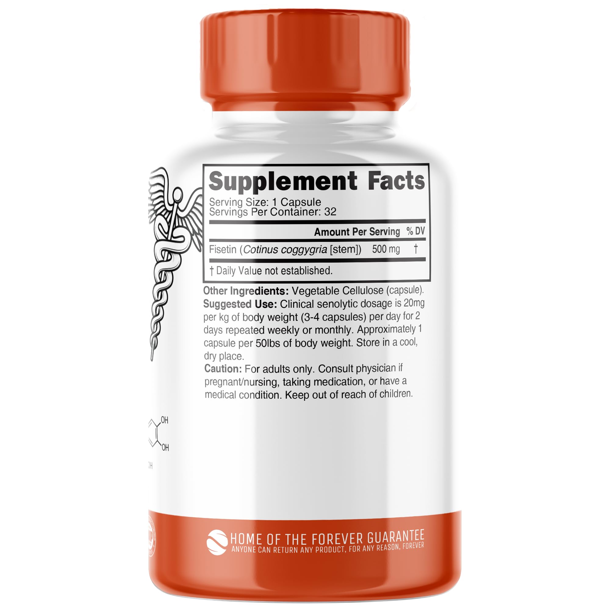Nutri Fisetin: cápsulas de 500 mg en envase para consumo diario