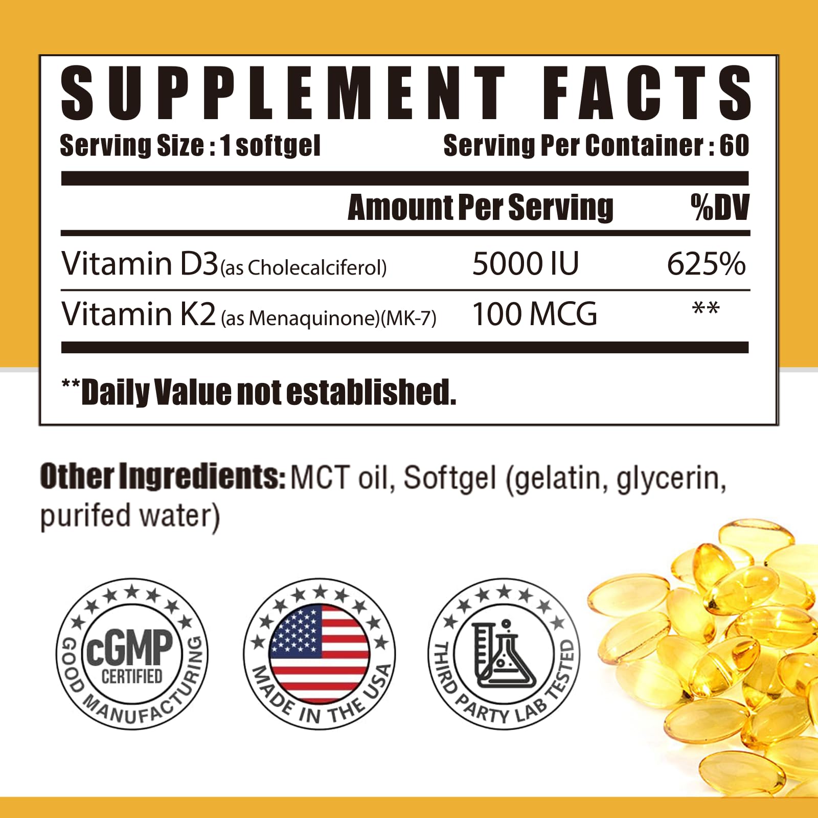 NUTRI POTENTIA cápsulas D3 K2 con MCT para mejor absorción