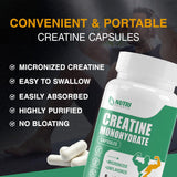 Nutri Potentia Creatina Monohidrato cápsulas, sin sabor, digestión suave.