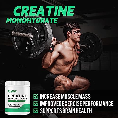 NUTRI POTENTIA Creatine Monohydrate etiqueta clara, facilita seguir la dosis para entrenamientos.