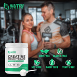 NUTRI POTENTIA Creatine Monohydrate polvo fino, textura suave para batidos.