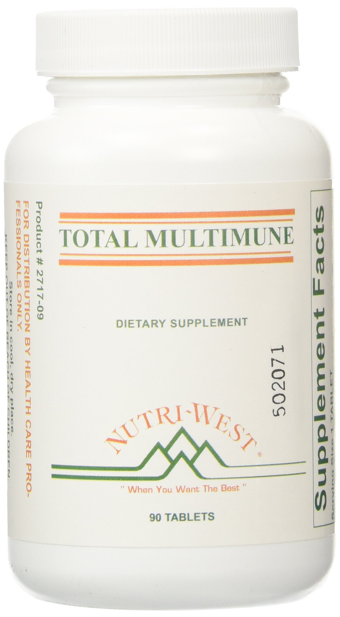 Nutri-West TOTAL MULTIMUNE: vista frontal de la botella para revisar dosis diaria.