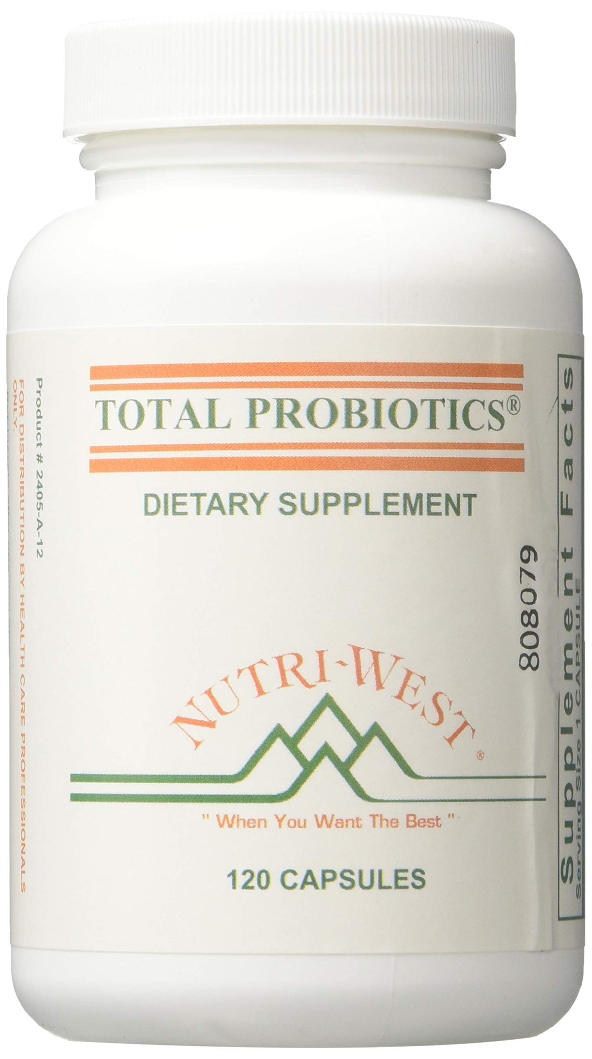 Nutri-West Total Probióticos 120, botella para uso diario y bienestar digestivo.