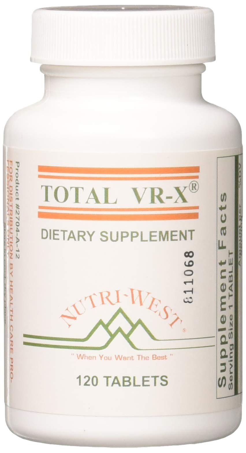 Nutri-West Total VR-X botella frontal mostrando tamaño compacto para uso diario.