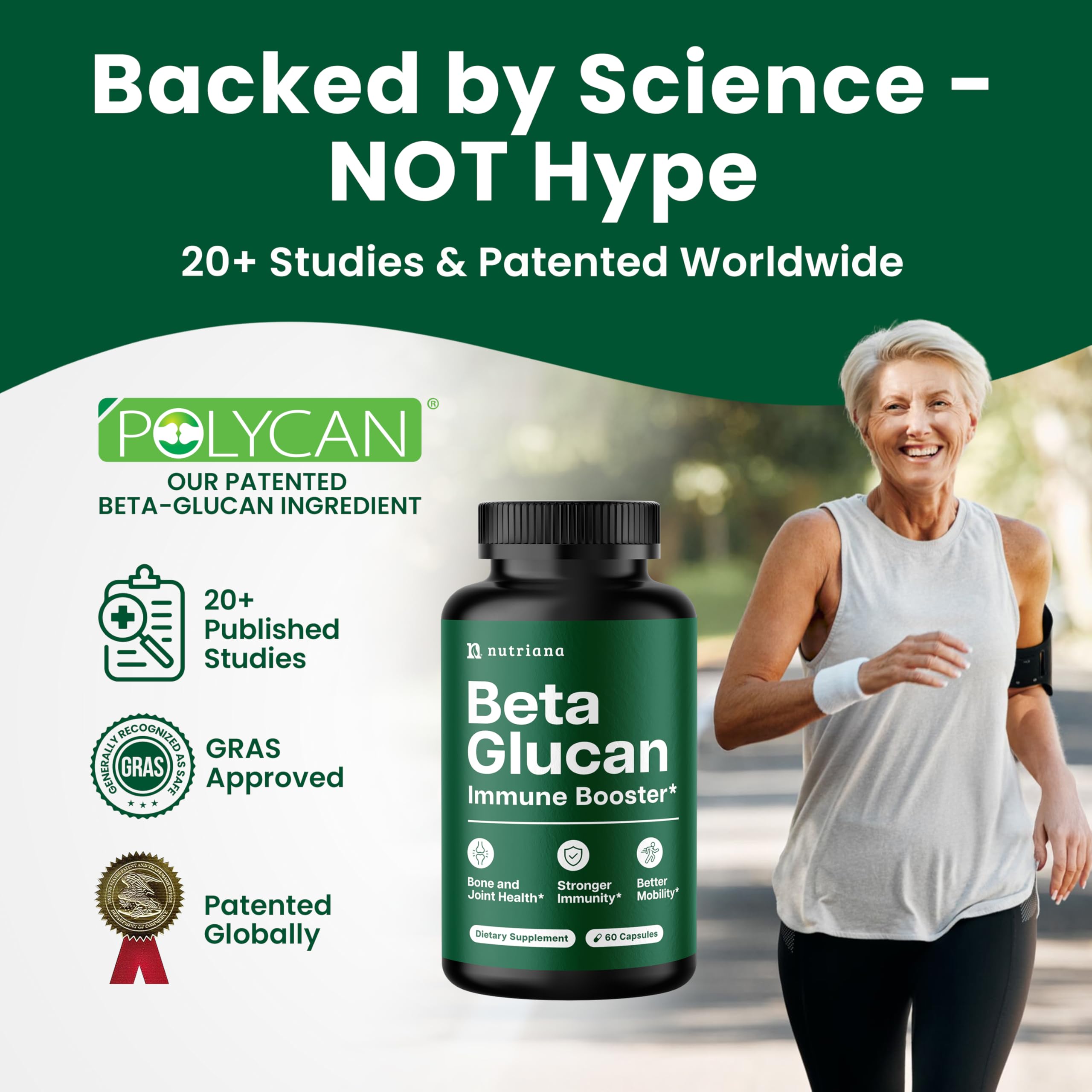 Nutriana Beta Glucán: etiqueta con ingredientes naturales y simples