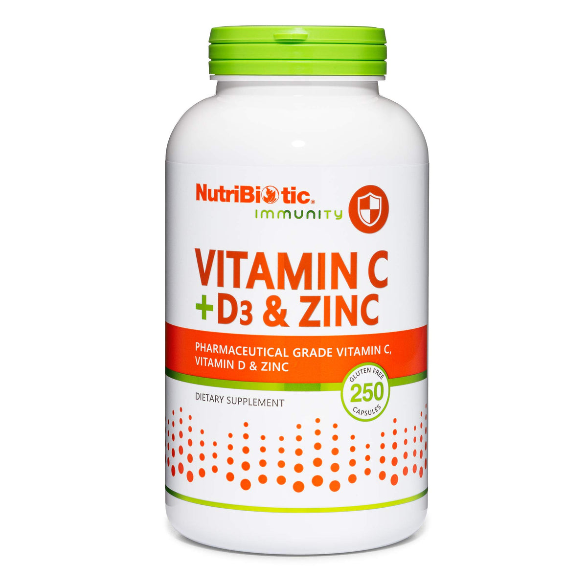 NutriBiotic Vitamina C + D3 y Zinc en botella para uso diario.