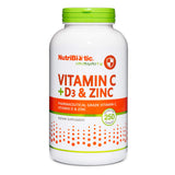 NutriBiotic Vitamina C + D3 y Zinc en botella para uso diario.