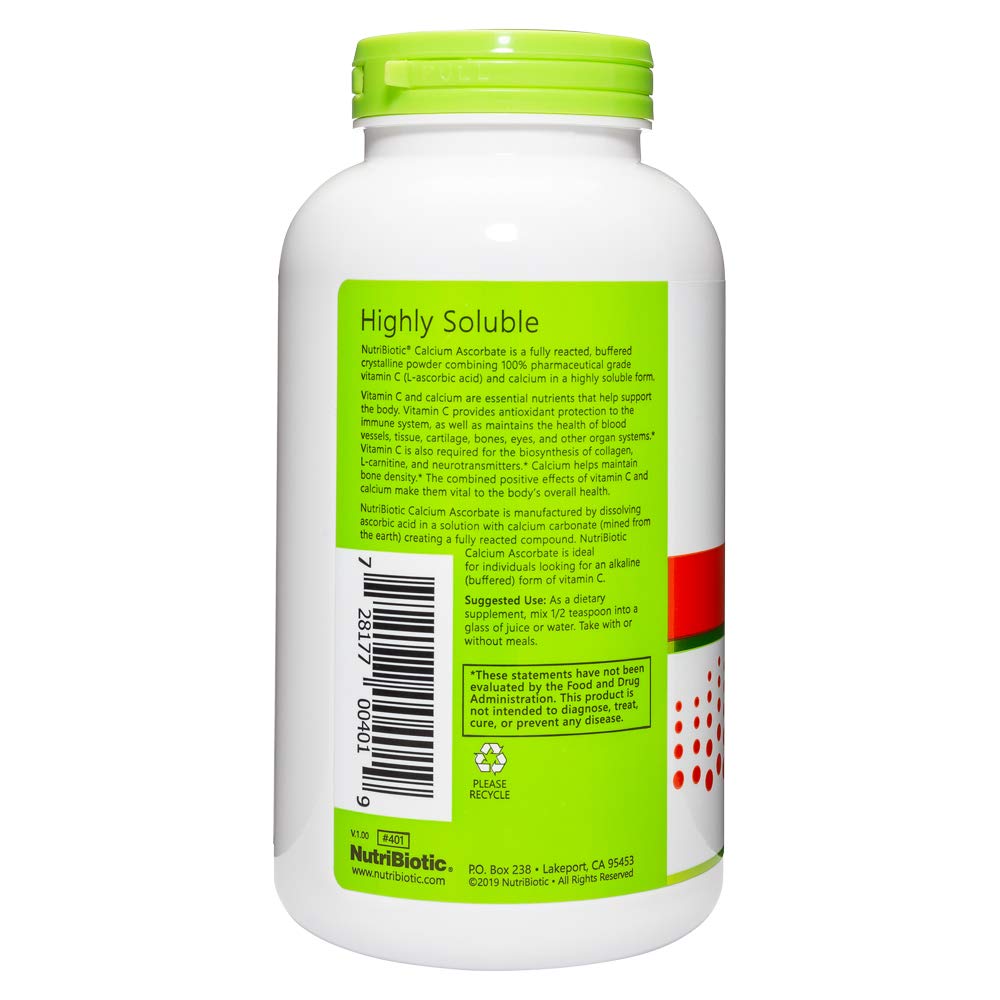 NutriBiotic calcio-ascorbato se mezcla en agua para dosis fácil