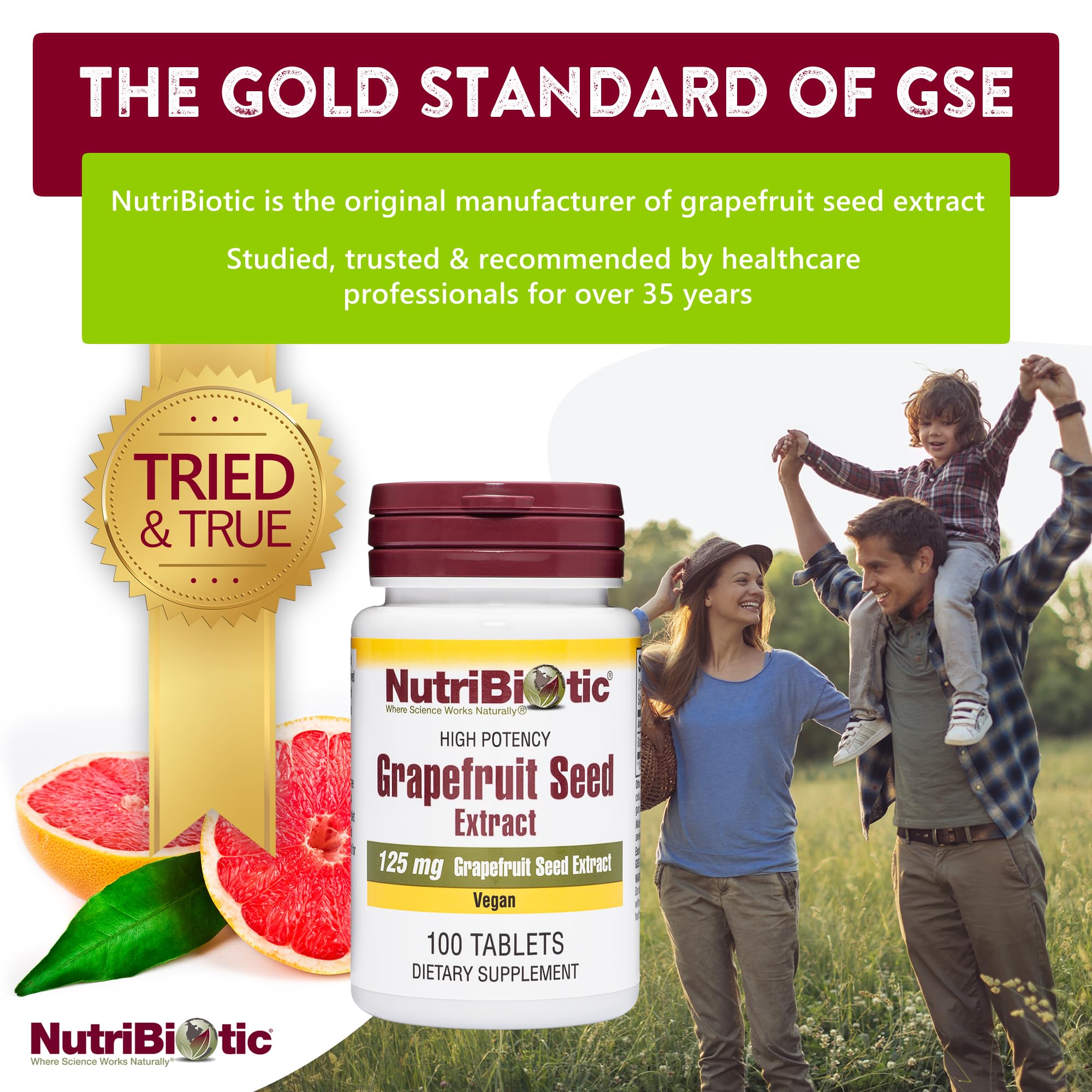 Tabletas NutriBiotic GSE de 125 mg, pack de 100 unidades, consumo diario