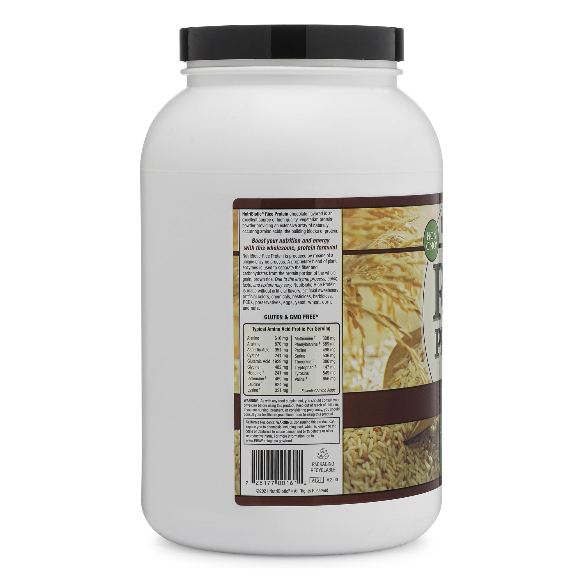 NutriBiotic proteína de arroz chocolate, batido cremoso para después del entrenamiento