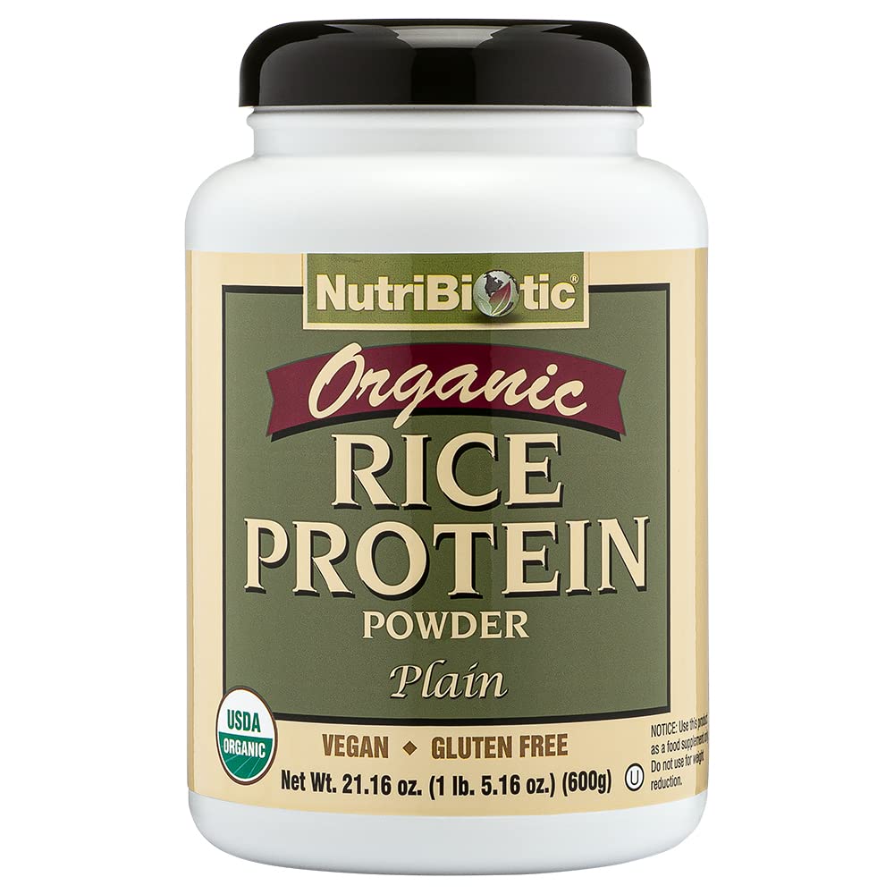 NutriBiotic Proteína de Arroz Orgánica en bolsa de 21 onzas para batidos diarios.
