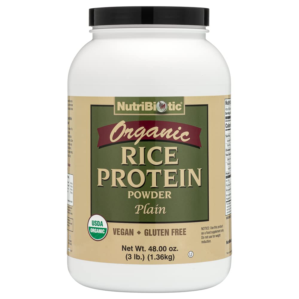 NutriBiotic proteína de arroz orgánica en polvo para batidos; digestión suave.