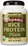 NutriBiotic proteína de arroz, polvo de textura fina para mezclas suaves.