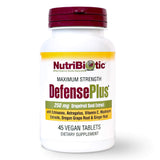 NutriBiotic DefensePlus frentes del envase con 45 tabletas para apoyo inmunológico.