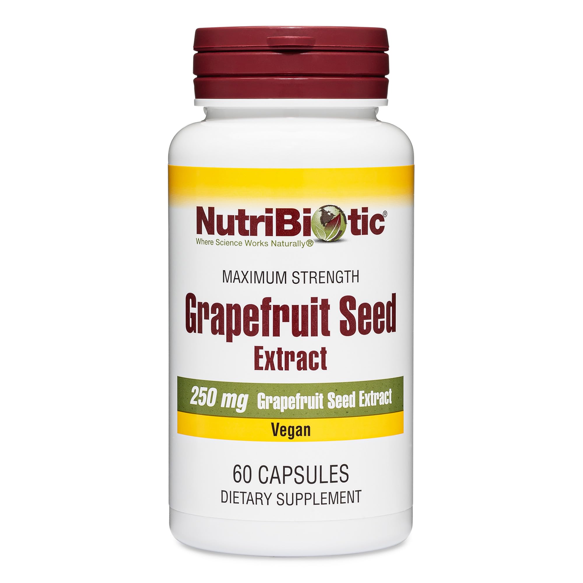NutriBiotic extracto de semilla de pomelo, cápsulas en botella para uso diario