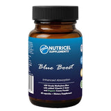 Nutricel Metileno Azul: cápsulas junto a un vaso para toma diaria fácil.